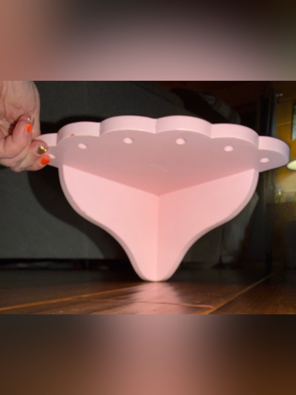 Pink Heart-Shaped Wall Shelf - Decorative Home Accent
